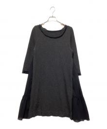 FOXEY NEWYORK（フォクシーニューヨーク）の古着「シフォン切替 Aラインワンピース」｜ブラック