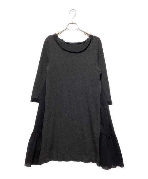 FOXEY NEWYORK（フォクシーニューヨーク）FOXEY NEWYORK (フォクシーニューヨーク) シフォン切替 Aラインワンピース ブラック サイズ:42の古着・服飾アイテム