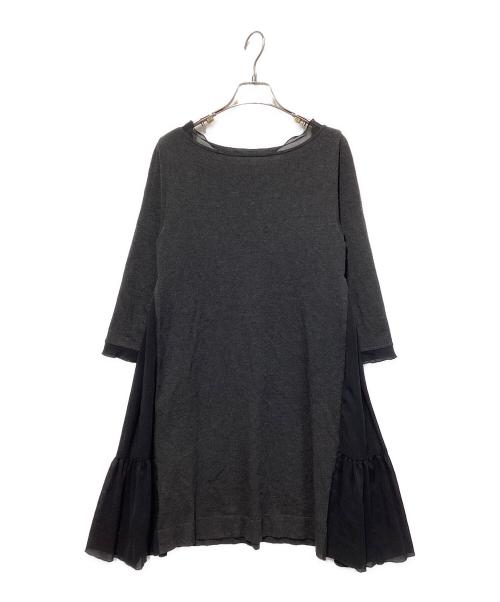 FOXEY NEWYORK（フォクシーニューヨーク）FOXEY NEWYORK (フォクシーニューヨーク) シフォン切替 Aラインワンピース ブラック サイズ:42の古着・服飾アイテム