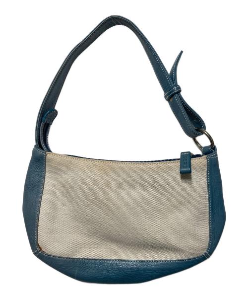 LOEWE（ロエベ）LOEWE (ロエベ) アナグラムスタッズキャンバスワンショルダーバッグ ブルー×ホワイトの古着・服飾アイテム