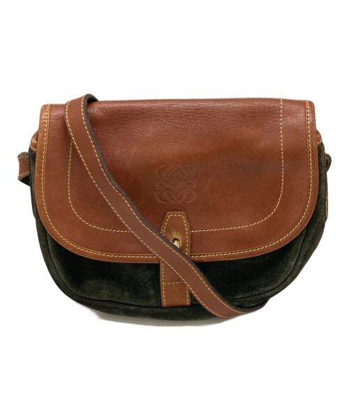 LOEWE（ロエベ）LOEWE (ロエベ) オールドアナグラムショルダーバッグ ブラウン×グリーンの古着・服飾アイテム