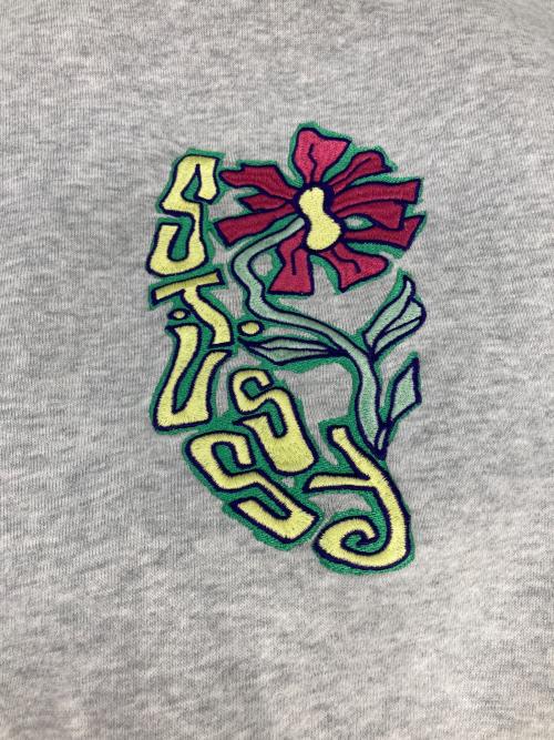 stussy（ステューシー）stussy (ステューシー) ロゴ刺繍パーカー グレー サイズ:Mの古着・服飾アイテム