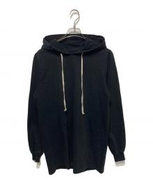 RICK OWENS（リックオウエンス）の古着「カットソーフーデッドパーカー」｜ブラック