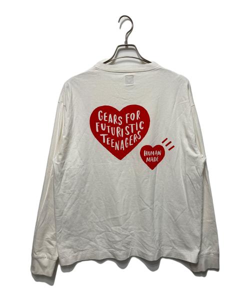 HUMAN MADE（ヒューマンメイド）HUMAN MADE (ヒューマンメイド) LONG SLEEVE DOUBLE HEART T SHIRT ホワイト サイズ:Lの古着・服飾アイテム