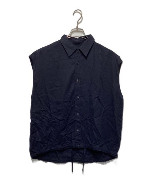 Spick and Span（スピック＆スパン）Spick and Span (スピック＆スパン) リネンブレンドフレンチヘムギャザーシャツ ネイビー サイズ:freeの古着・服飾アイテム