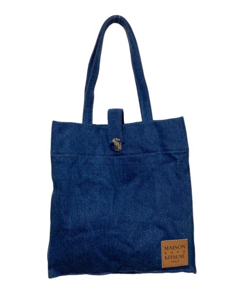 maison kitsune（メゾンキツネ）maison kitsune (メゾンキツネ) KURO (クロ) VINYL フォックストートバッグ インディゴの古着・服飾アイテム