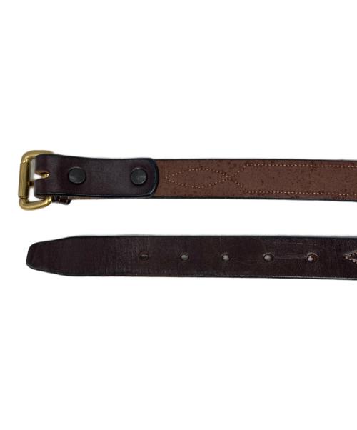 TORY LEATHER（トリーレザー）TORY LEATHER (トリーレザー) 2332 REPEATED STITCH BELT ブラウンの古着・服飾アイテム