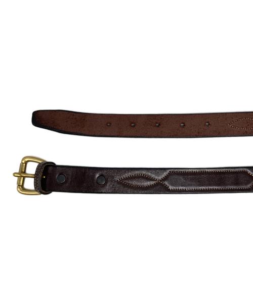 TORY LEATHER（トリーレザー）TORY LEATHER (トリーレザー) 2332 REPEATED STITCH BELT ブラウンの古着・服飾アイテム