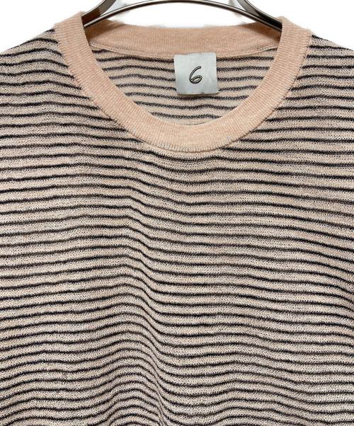 6(ROKU) BEAUTY&YOUTH（ロク ビューティーアンドユース）6(ROKU) BEAUTY&YOUTH (ロク ビューティーアンドユース) Sheer Border Crewneck Knit ベージュ サイズ:不明の古着・服飾アイテム