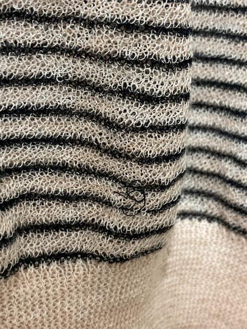 6(ROKU) BEAUTY&YOUTH（ロク ビューティーアンドユース）6(ROKU) BEAUTY&YOUTH (ロク ビューティーアンドユース) Sheer Border Crewneck Knit ベージュ サイズ:不明の古着・服飾アイテム
