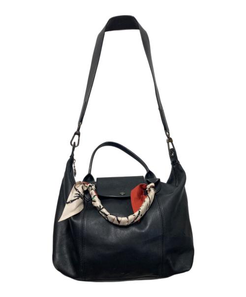 LONGCHAMP（ロンシャン）LONGCHAMP (ロンシャン) ルプリアージュキュイールショルダーバッグ ブラックの古着・服飾アイテム