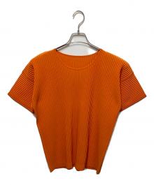 HOMME PLISSE ISSEY MIYAKE（オム プリッセ イッセイ ミヤケ）の古着「S/Sプリーツカットソー」｜オレンジ