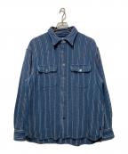 BoTTボット）の古着「JACQUARD STRIPE SHIRT/ジャガード ストライプ シャツ」｜ネイビー