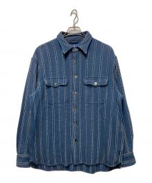 BoTT（ボット）の古着「JACQUARD STRIPE SHIRT/ジャガード ストライプ シャツ」｜ネイビー