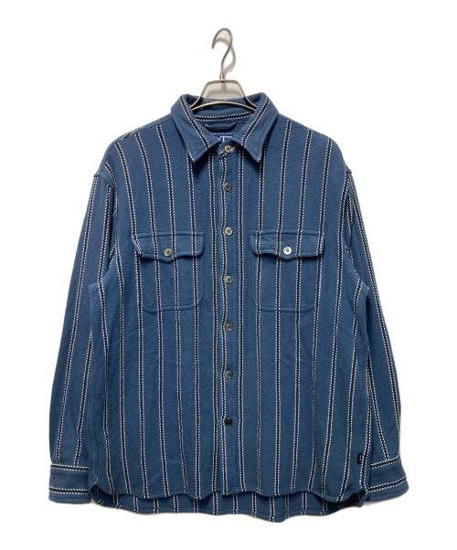 BoTT（ボット）BoTT (ボット) JACQUARD STRIPE SHIRT/ジャガード ストライプ シャツ ネイビー サイズ:Ｍの古着・服飾アイテム