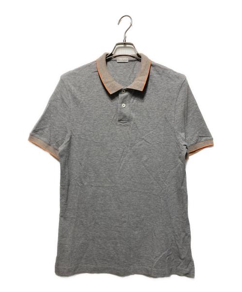 BRUNELLO CUCINELLI（ブルネロクチネリ）BRUNELLO CUCINELLI (ブルネロクチネリ) ニットポロシャツ グレー サイズ:Ｍの古着・服飾アイテム