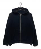 stussyステューシー）の古着「Textured Zip Hooded Sweater Black」｜ブラック