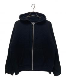 stussy（ステューシー）の古着「Textured Zip Hooded Sweater Black」｜ブラック