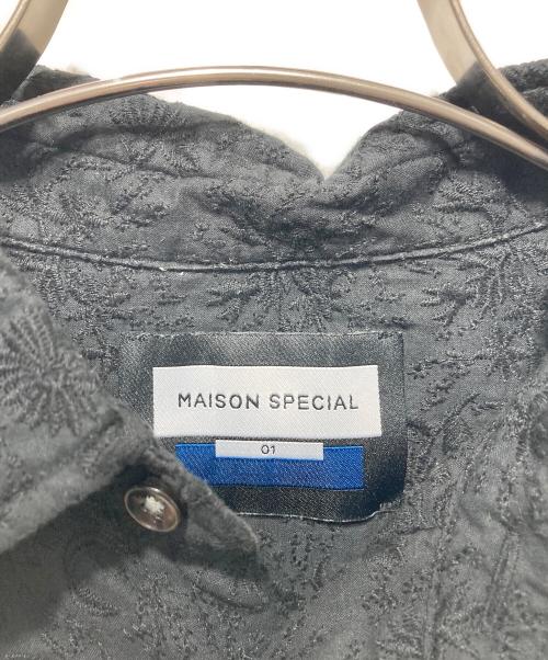 MAISON SPECIAL（メゾンスペシャル）MAISON SPECIAL (メゾンスペシャル) フラワー刺繍プライムオーバーシャツ ブラック サイズ:1の古着・服飾アイテム