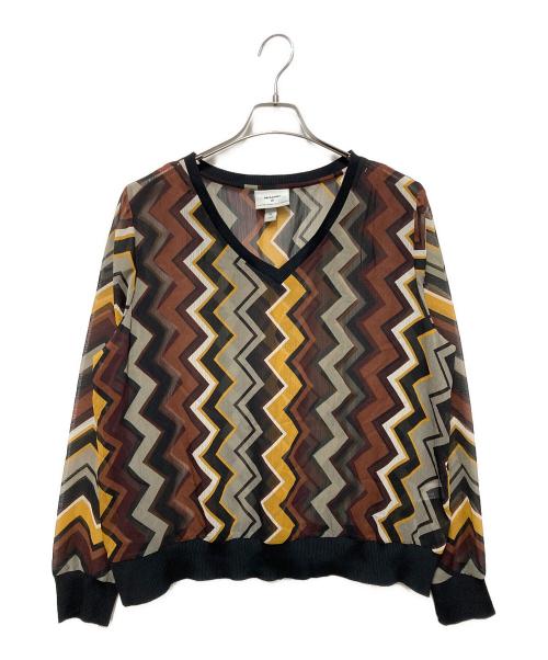 missoni（ミッソーニ）missoni (ミッソーニ) Target (ターゲット) シェブロンシアーブラウス ブラウン サイズ:XLの古着・服飾アイテム