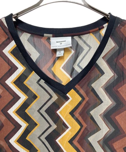 missoni（ミッソーニ）missoni (ミッソーニ) Target (ターゲット) シェブロンシアーブラウス ブラウン サイズ:XLの古着・服飾アイテム