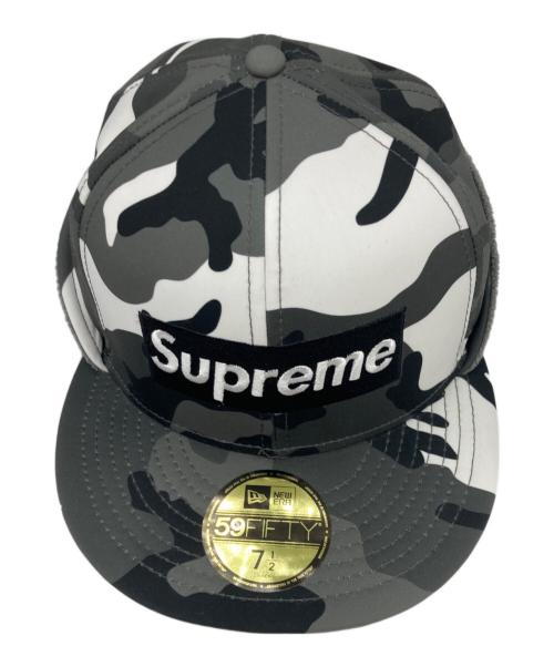 SUPREME（シュプリーム）SUPREME (シュプリーム) New Era (ニューエラ) WINDSTOPPER Earflap Box Logo Cap/ウィンドストッパー フラップ ボックスロゴ キャップ グレー サイズ:7　1/2の古着・服飾アイテム