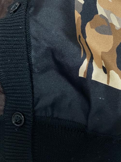 Salvatore Ferragamo（サルヴァトーレ フェラガモ）Salvatore Ferragamo (サルヴァトーレ フェラガモ) シルク切替カーディガン ブラック×ブラウン サイズ:Ｌの古着・服飾アイテム