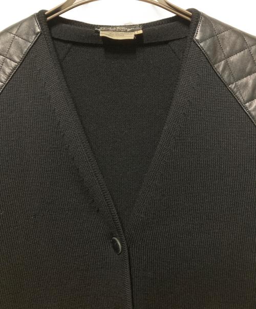 Salvatore Ferragamo（サルヴァトーレ フェラガモ）Salvatore Ferragamo (サルヴァトーレ フェラガモ) レザー切替ニットカーディガン ブラック サイズ:Ｌの古着・服飾アイテム