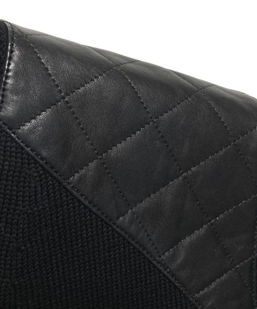 Salvatore Ferragamo（サルヴァトーレ フェラガモ）Salvatore Ferragamo (サルヴァトーレ フェラガモ) レザー切替ニットカーディガン ブラック サイズ:Ｌの古着・服飾アイテム