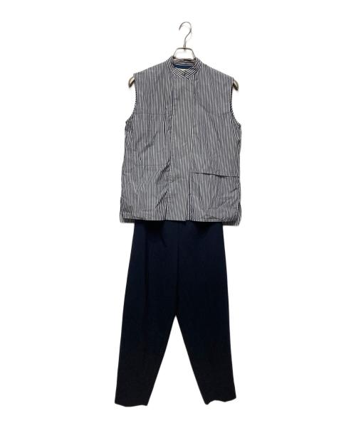 ENFOLD（エンフォルド）ENFOLD (エンフォルド) ストライプ切替ノースリーブオールインワン グレー サイズ:38の古着・服飾アイテム
