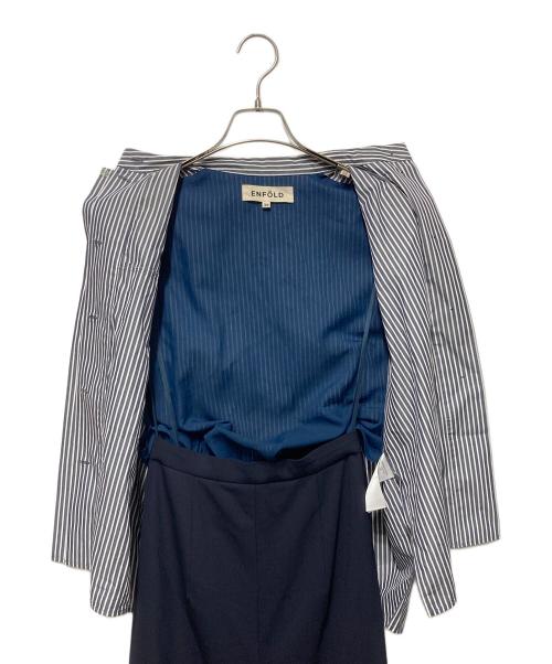 ENFOLD（エンフォルド）ENFOLD (エンフォルド) ストライプ切替ノースリーブオールインワン グレー サイズ:38の古着・服飾アイテム