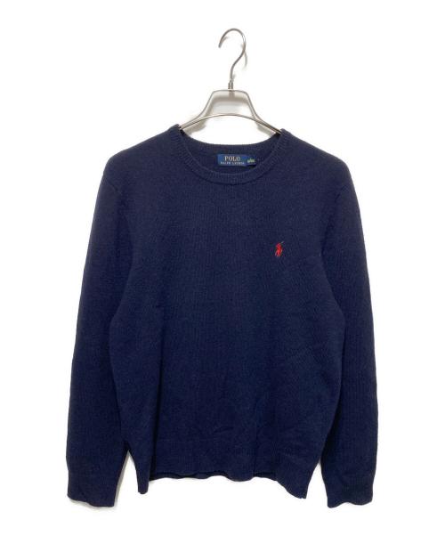 POLO RALPH LAUREN（ポロ・ラルフローレン）POLO RALPH LAUREN (ポロ・ラルフローレン) ポニー刺繍クルーネックニット ネイビー サイズ:Lの古着・服飾アイテム