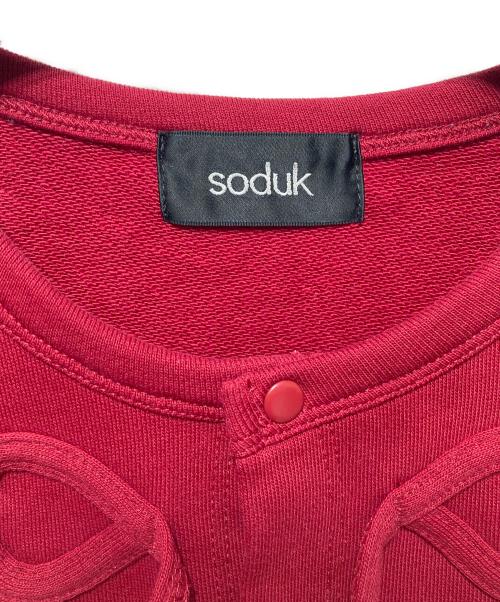 soduk（スドーク）soduk (スドーク) ribbon cardigan レッド サイズ:FREEの古着・服飾アイテム