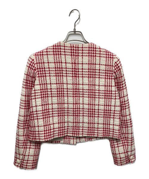 Diagram（ダイアグラム）Diagram (ダイアグラム) チェックツイードジャケット レッド×ホワイト サイズ:36の古着・服飾アイテム