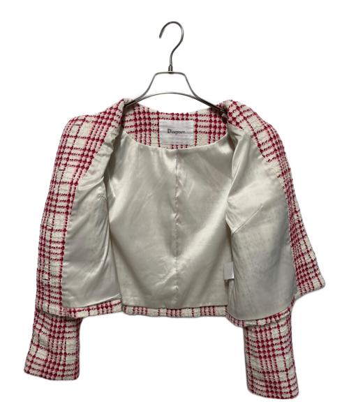 Diagram（ダイアグラム）Diagram (ダイアグラム) チェックツイードジャケット レッド×ホワイト サイズ:36の古着・服飾アイテム
