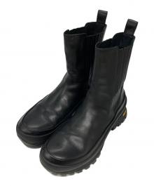 Le Talon GRISE（ル タロン グリーズ）の古着「VIBRAM SOLE LEATHER SIDE GORE SHORT BOOTS/ビブラムソール レザーサイドゴアショートブーツ 」｜ブラック