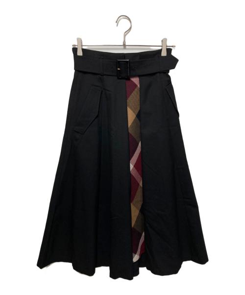 BURBERRY BLUE LABEL（バーバリー ブルー レーベル）BURBERRY BLUE LABEL (バーバリー ブルー レーベル) エレガントサキソニーフレアスカート ブラック サイズ:38の古着・服飾アイテム