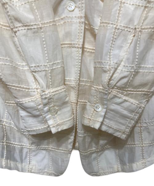 CLANE（クラネ）CLANE (クラネ) シアーチェックタックウエストブラウス ベージュの古着・服飾アイテム