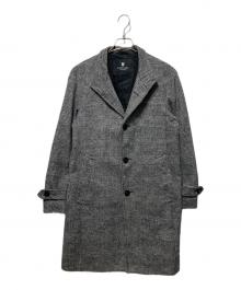 BURBERRY BLACK LABEL（バーバリーブラックレーベル）の古着「グレンチェックスタンドカラーコート」｜グレー