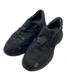 VEIN（ヴェイン）の古着「COTTON JERSEY x RIPSTOP OVAL SOLE TRAINER/コットンジャージー×リップストップ オーバルソール トレイナー」｜ブラック