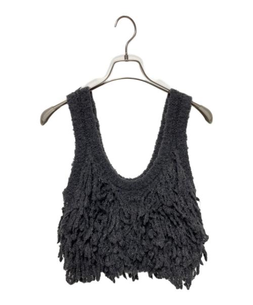 anuke（アンヌーク）anuke (アンヌーク) Fringe Knit Bustier グレー サイズ:FREEの古着・服飾アイテム