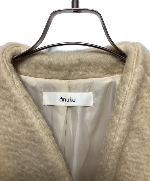 anuke（アンヌーク）anuke (アンヌーク) Collarless Shaggy Coat ベージュ サイズ:FREEの古着・服飾アイテム