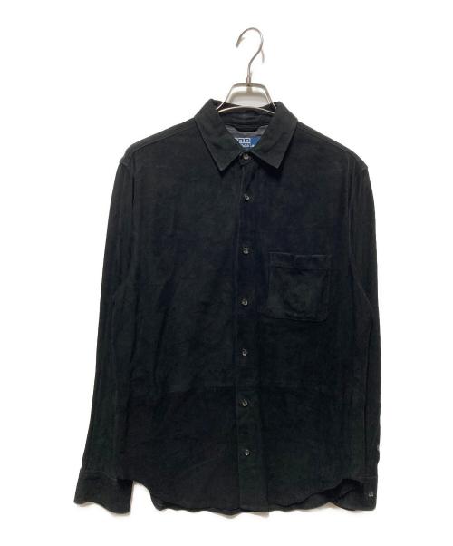 POLO RALPH LAUREN（ポロ・ラルフローレン）POLO RALPH LAUREN (ポロ・ラルフローレン) スエードレザーシャツ ブラック サイズ:Lの古着・服飾アイテム
