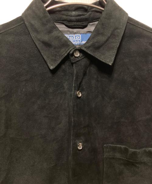 POLO RALPH LAUREN（ポロ・ラルフローレン）POLO RALPH LAUREN (ポロ・ラルフローレン) スエードレザーシャツ ブラック サイズ:Lの古着・服飾アイテム