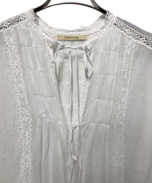 Curensology（カレンソロジー）Curensology (カレンソロジー) コットンメッシュブラウスワンピース ホワイト サイズ:freeの古着・服飾アイテム