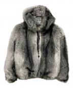 X-GIRLエックスガール）の古着「LOGO PATCHED FAUX FUR HOODED JACKET」｜グレー
