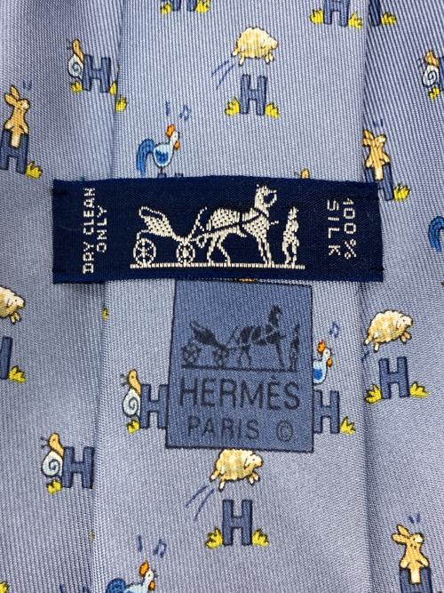 HERMES（エルメス）HERMES (エルメス) アニマル柄ネクタイ ブルー サイズ:不明の古着・服飾アイテム