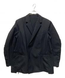 sacai（サカイ）の古着「Chalk Stripe x Rip Stop Jacket/チョーク ストライプ リップストップ ジャケット」｜ブラック