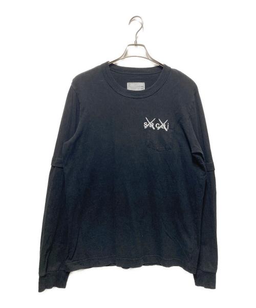 sacai（サカイ）sacai (サカイ) KAWS (カウズ) Embroidery L/S T-Shirt ブラック サイズ:4の古着・服飾アイテム