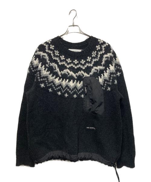 and wander（アンドワンダー）and wander (アンドワンダー) lopi knit sweater/ウール ロピー ニット セーター ブラック サイズ:L/XLの古着・服飾アイテム